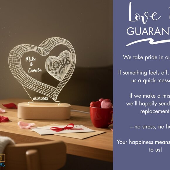 Custom Night Light | Valentine’s Day, Anniversary & Engagement Gift for Couples - Picture 6 of 8
